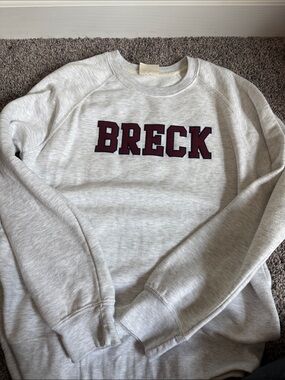 MV Sport Gray Crewneck Sweatshirt with Burgundy Lettering